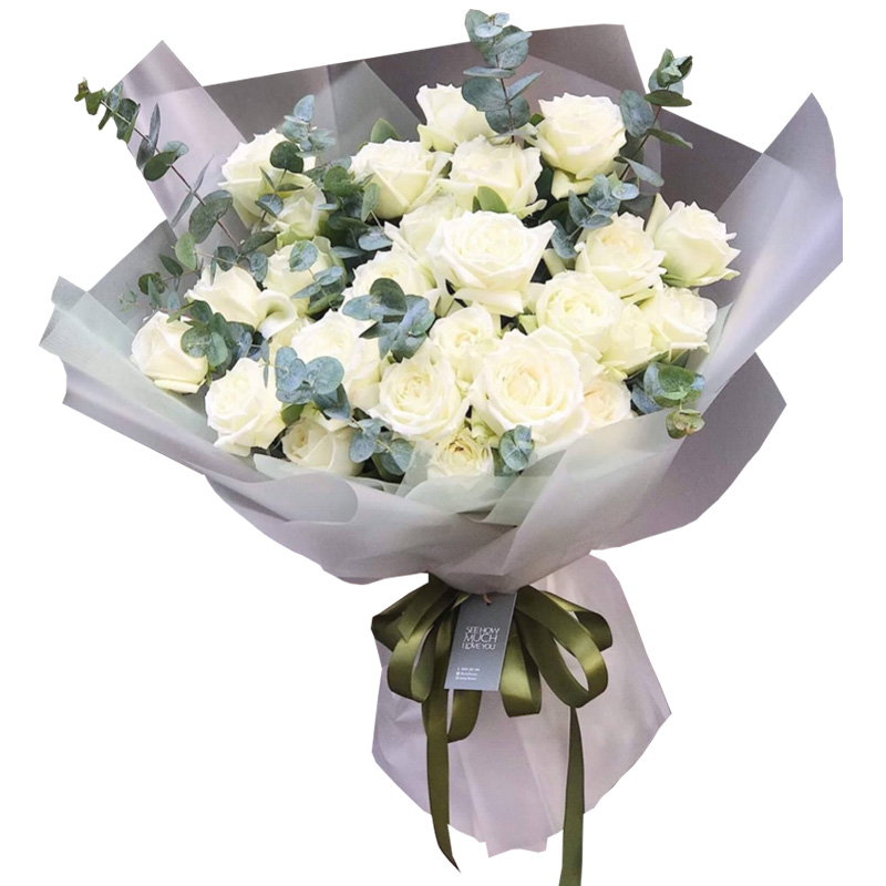 Bouquet of 24 white roses - Hochiminh24hrsflorist